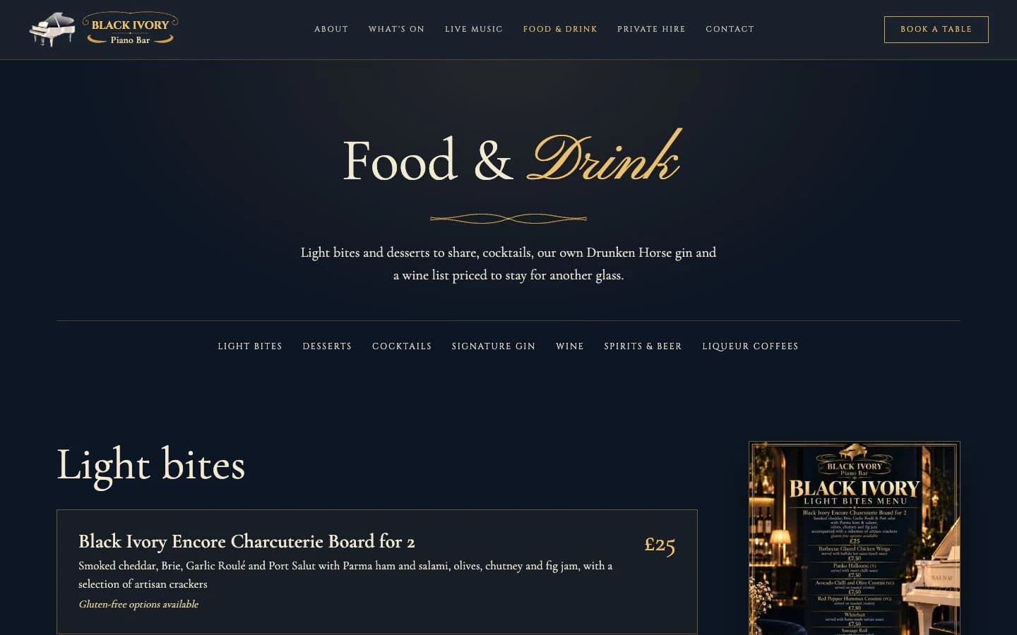 Food and drink — captured from the project's public website